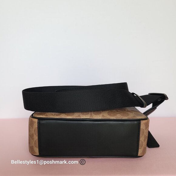 COACH Unisex Graham Signature Canvas & Leather Crossbody Bag -Tan/Black color🎈⭐ - Picture 10 of 16
